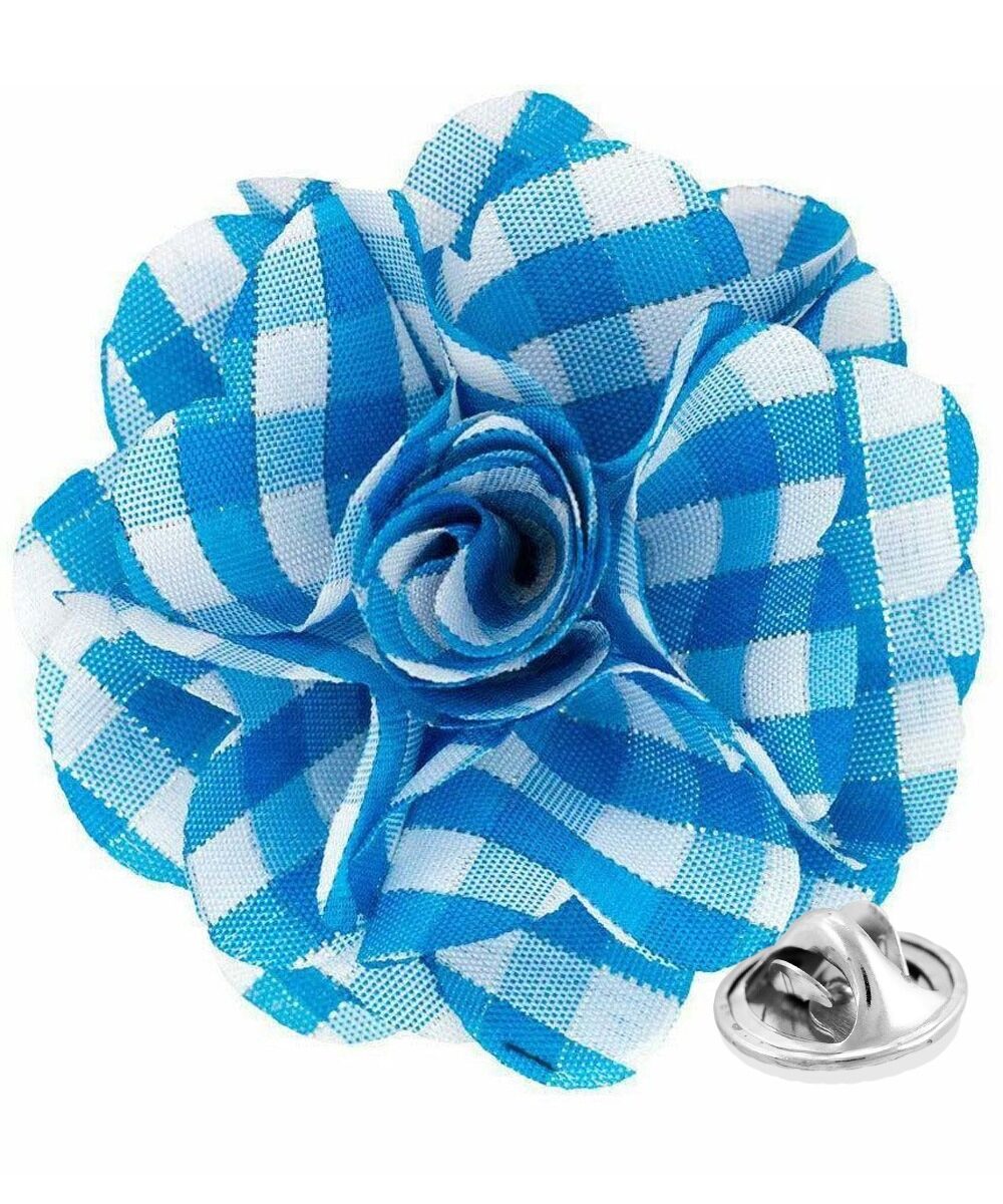 Vittorio Vico Unisex Metallic Silver Accent Plaid Flower Lapel Pin - Concordia Style Boutique