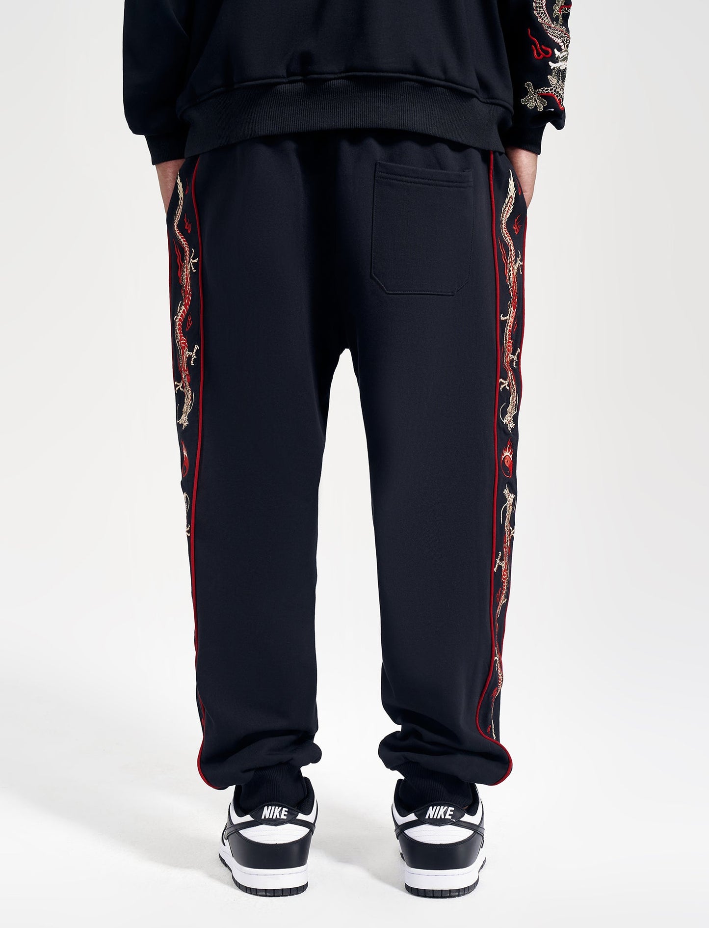 KH7061 Dragon Embroidery Joggers - Concordia Style Boutique