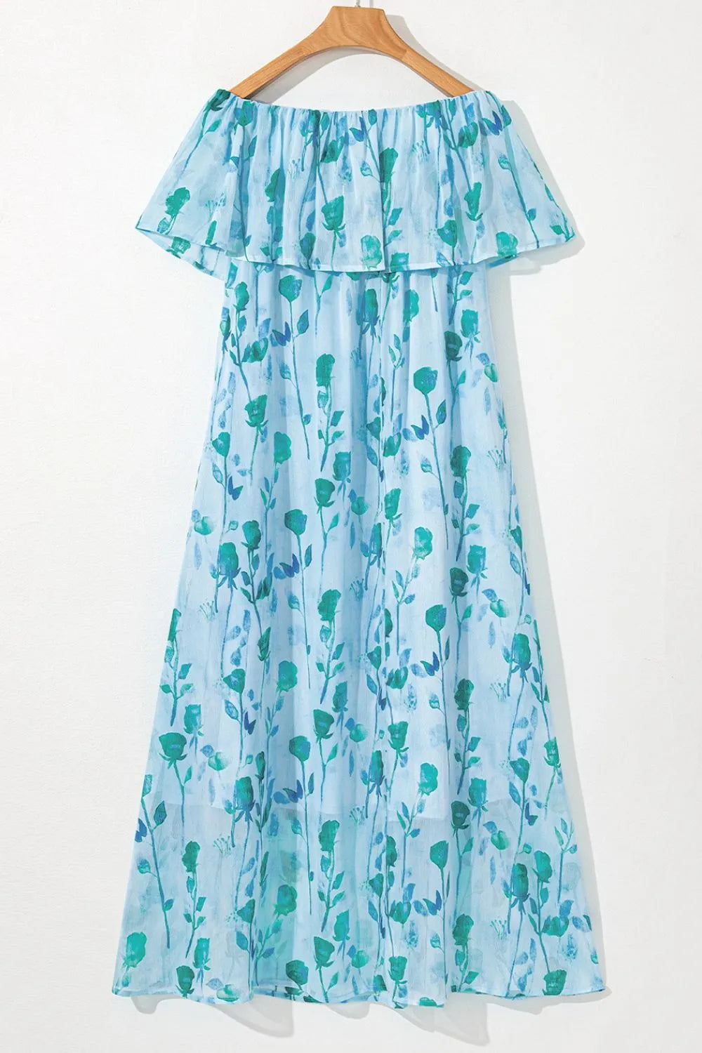 Floral Print Ruffled Side Slit Tube Top Maxi Dress - Concordia Style Boutique