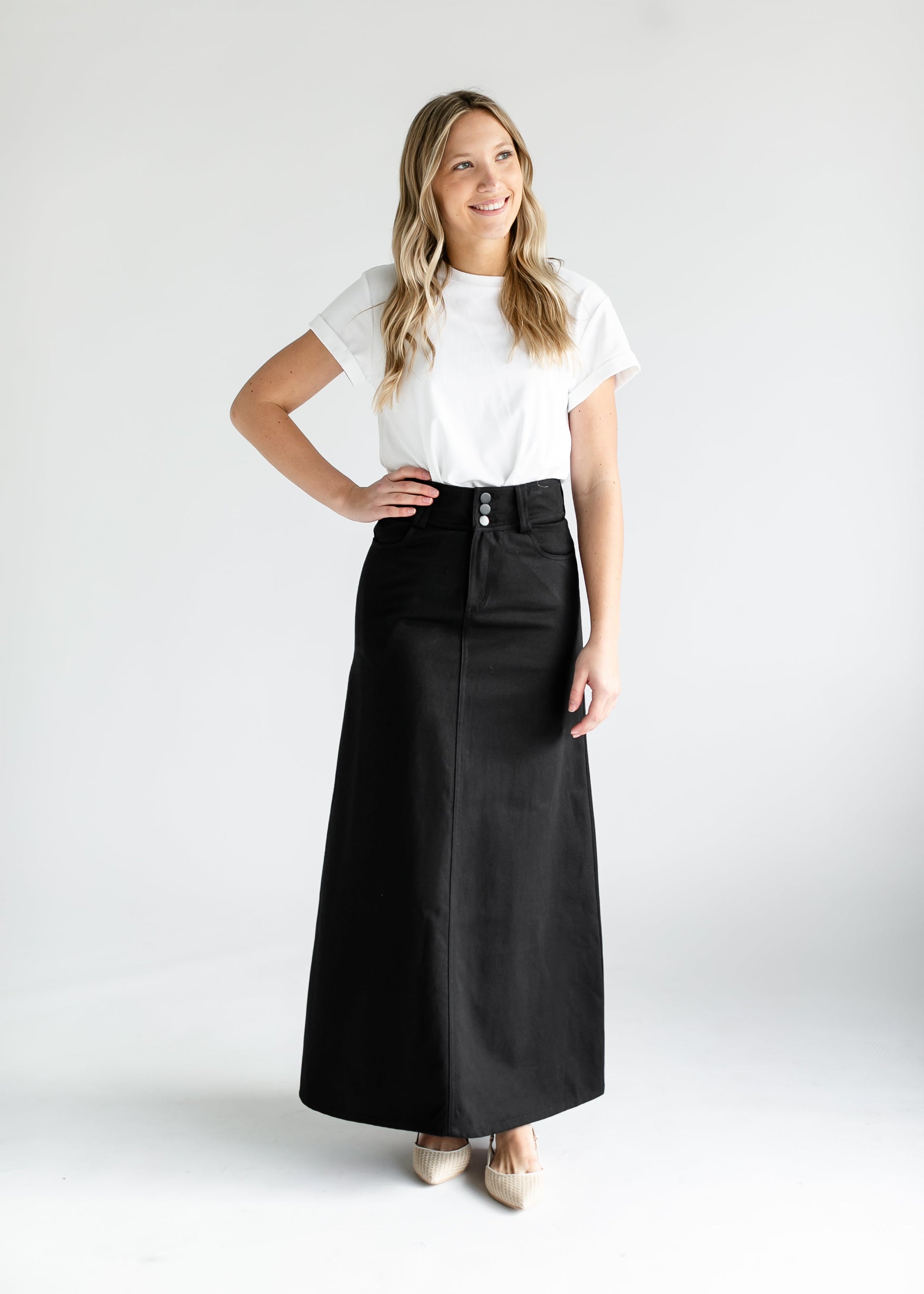 Camellia A-Line Cotton Twill Maxi Skirt - Concordia Style Boutique