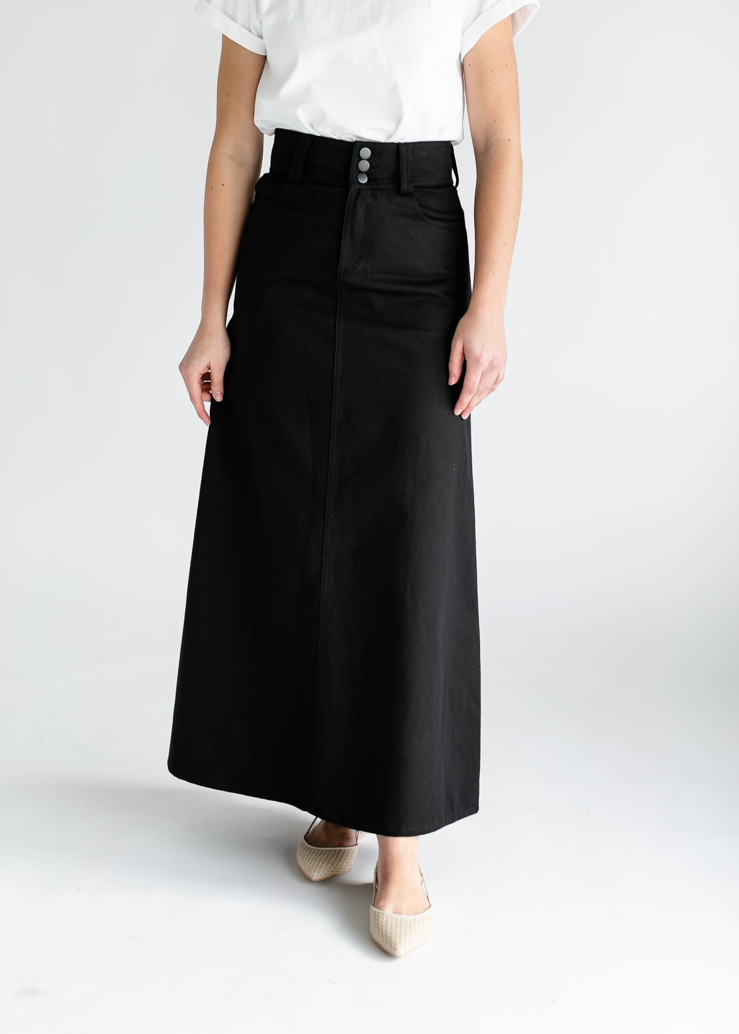 Camellia A-Line Cotton Twill Maxi Skirt - Concordia Style Boutique