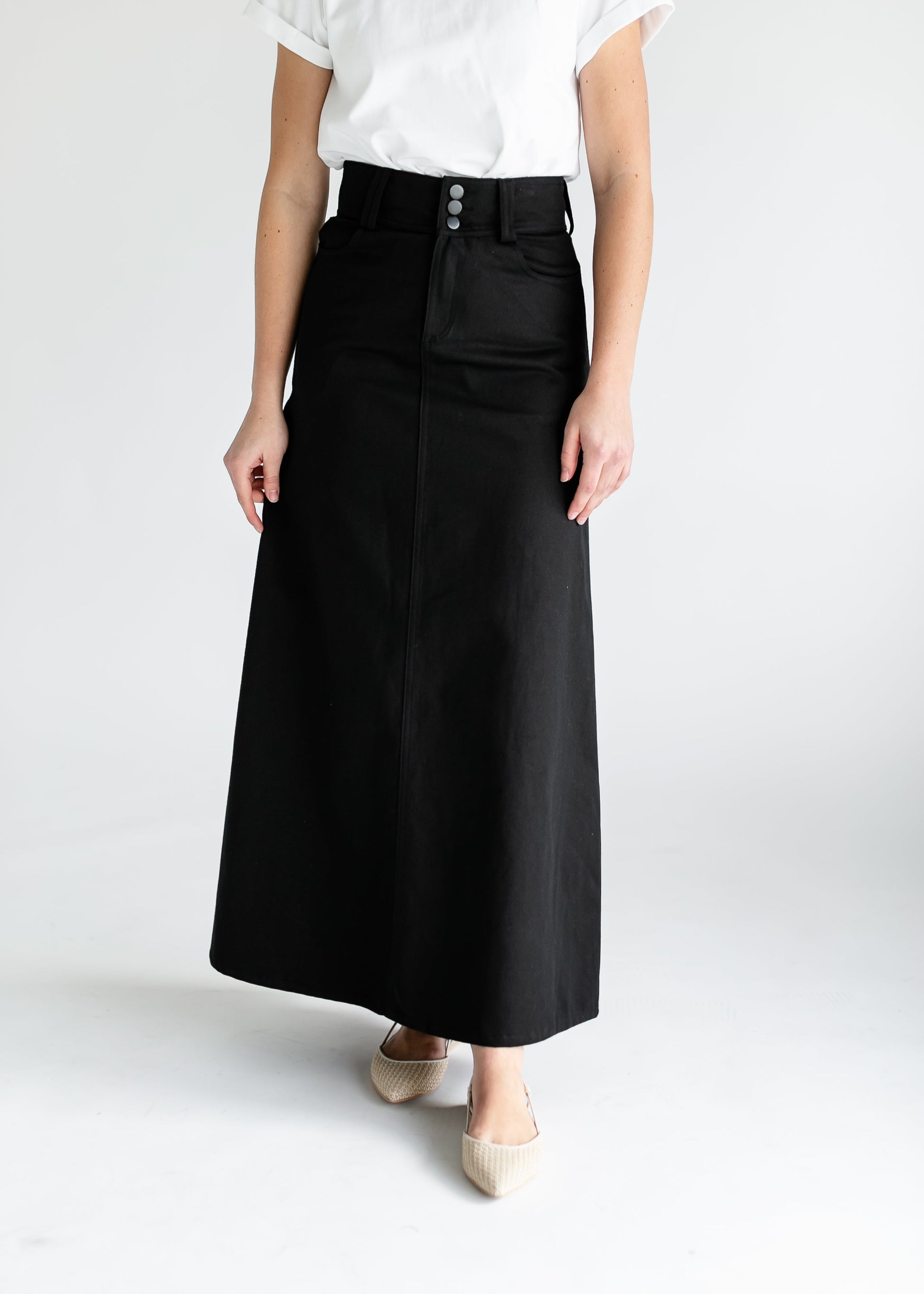 Camellia A-Line Cotton Twill Maxi Skirt - Concordia Style Boutique