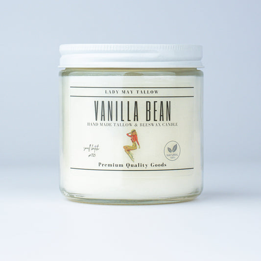 Vanilla Bean Tallow & Beeswax Candle | All-Natural, Non-Toxic, Clean-Burning