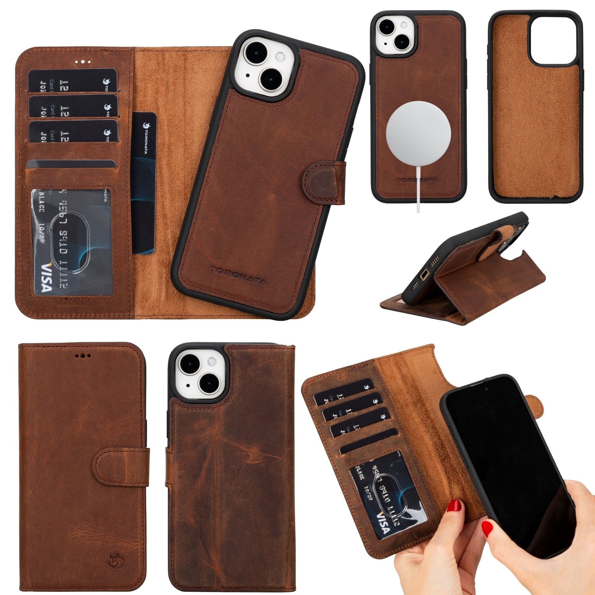 Casper Leather iPhone 15 Wallet Case | Detachable MagSafe Compatible RFID Protection - Concordia Style Boutique