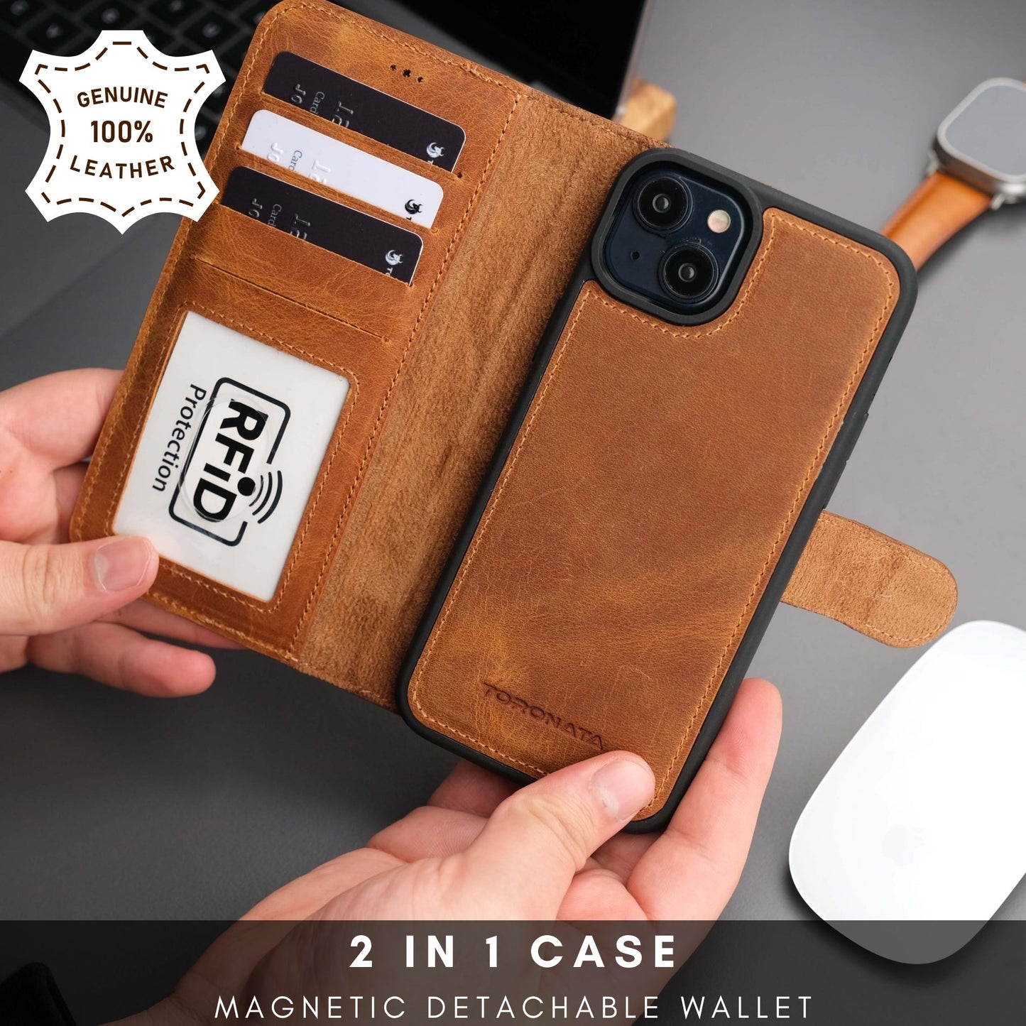Casper Leather iPhone 15 Wallet Case | Detachable MagSafe Compatible RFID Protection - Concordia Style Boutique