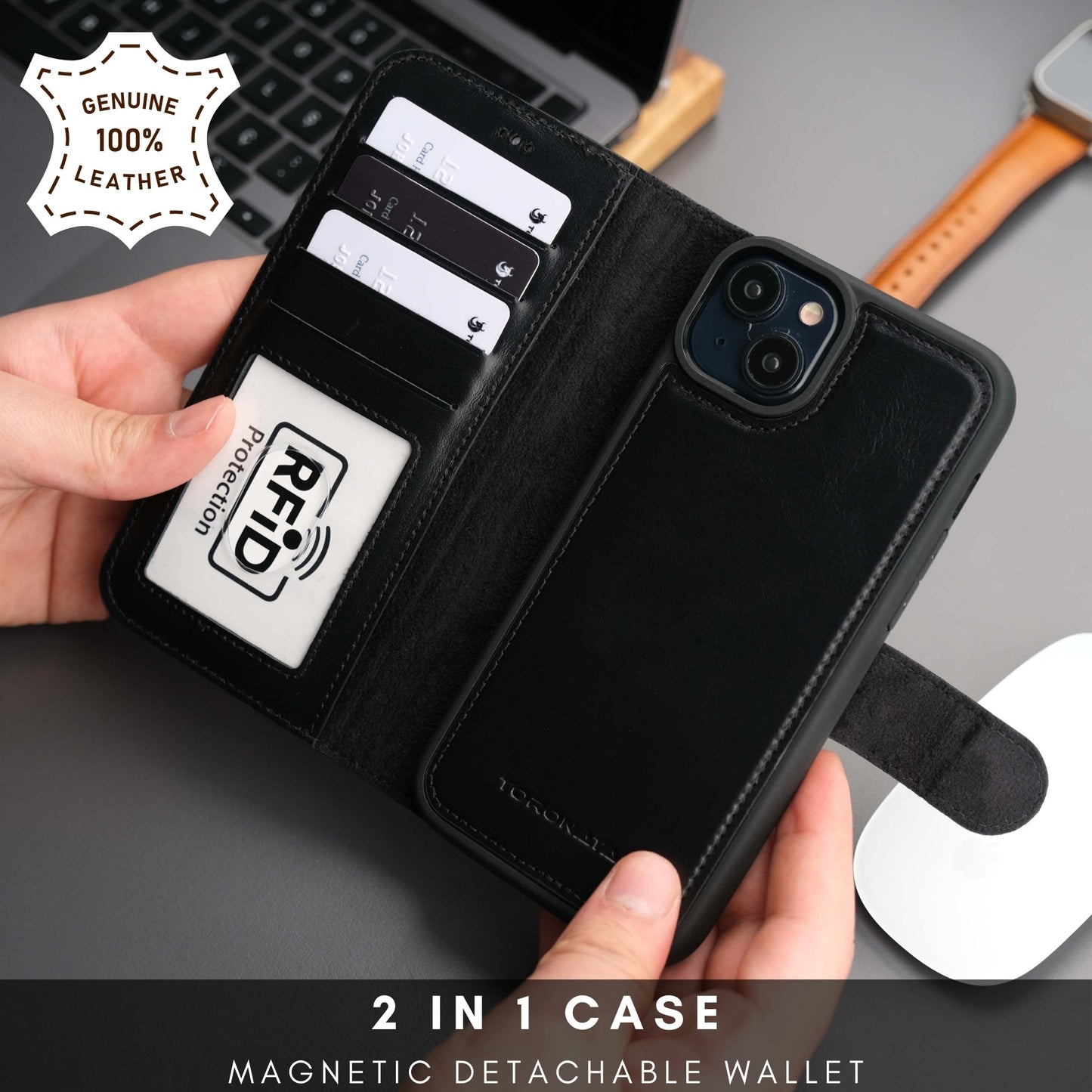 Casper Leather iPhone 15 Wallet Case | Detachable MagSafe Compatible RFID Protection - Concordia Style Boutique