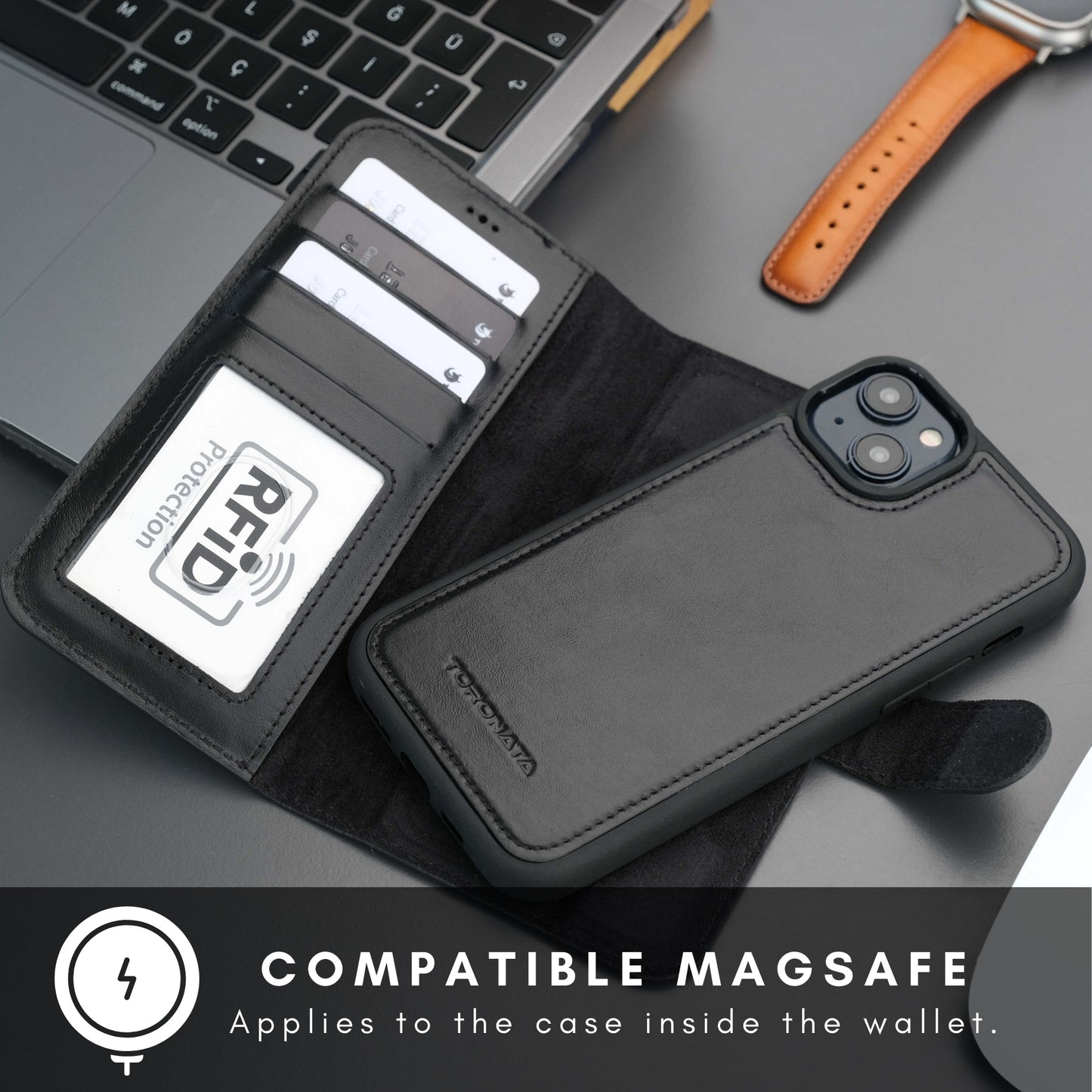 Casper Leather iPhone 15 Wallet Case | Detachable MagSafe Compatible RFID Protection - Concordia Style Boutique