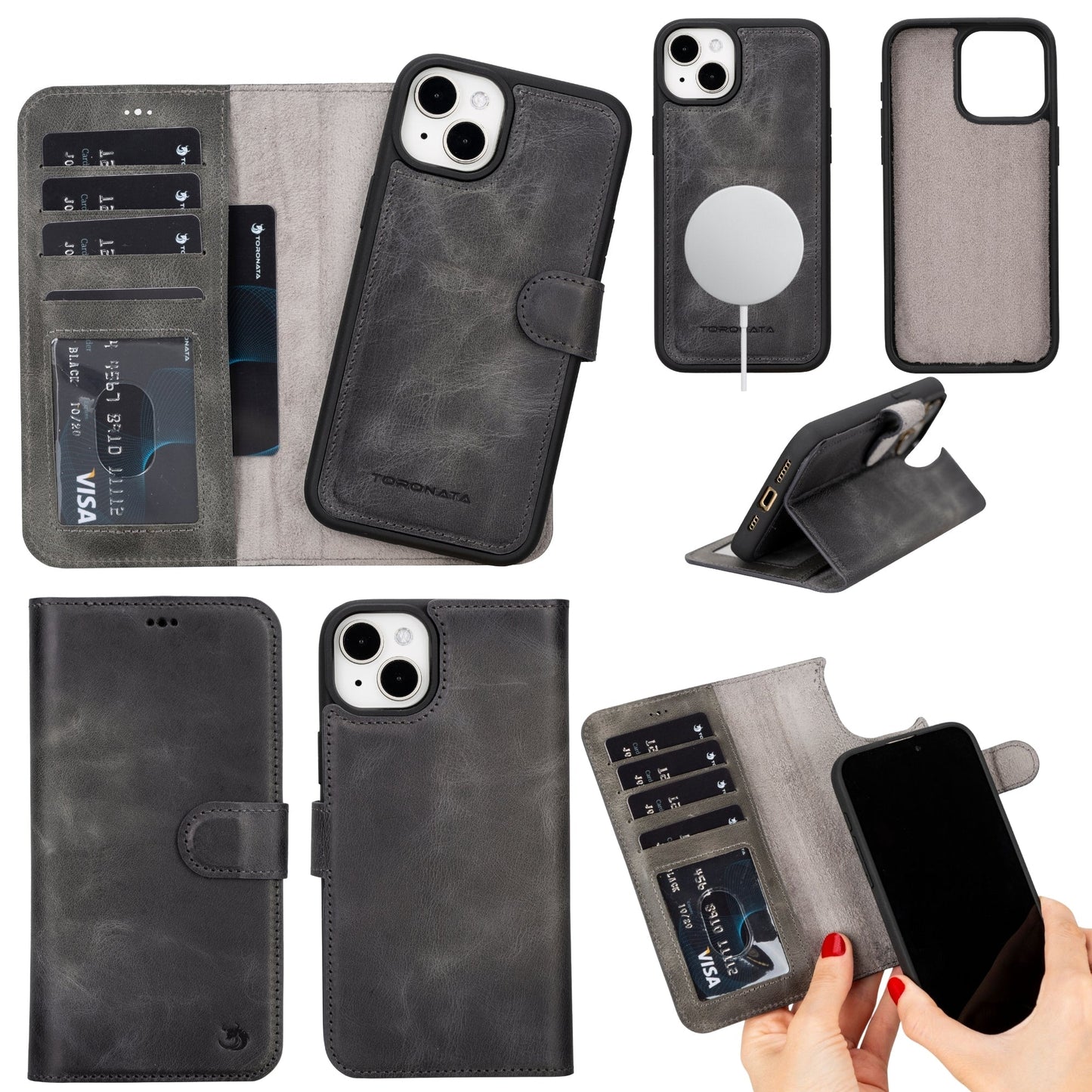 Casper Leather iPhone 15 Wallet Case | Detachable MagSafe Compatible RFID Protection - Concordia Style Boutique
