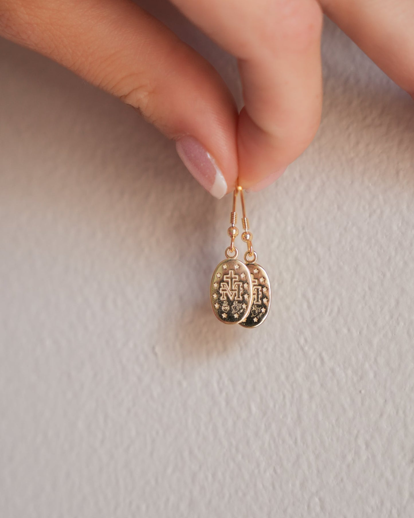 Miraculous Medal Earrings // Gold - Concordia Style Boutique
