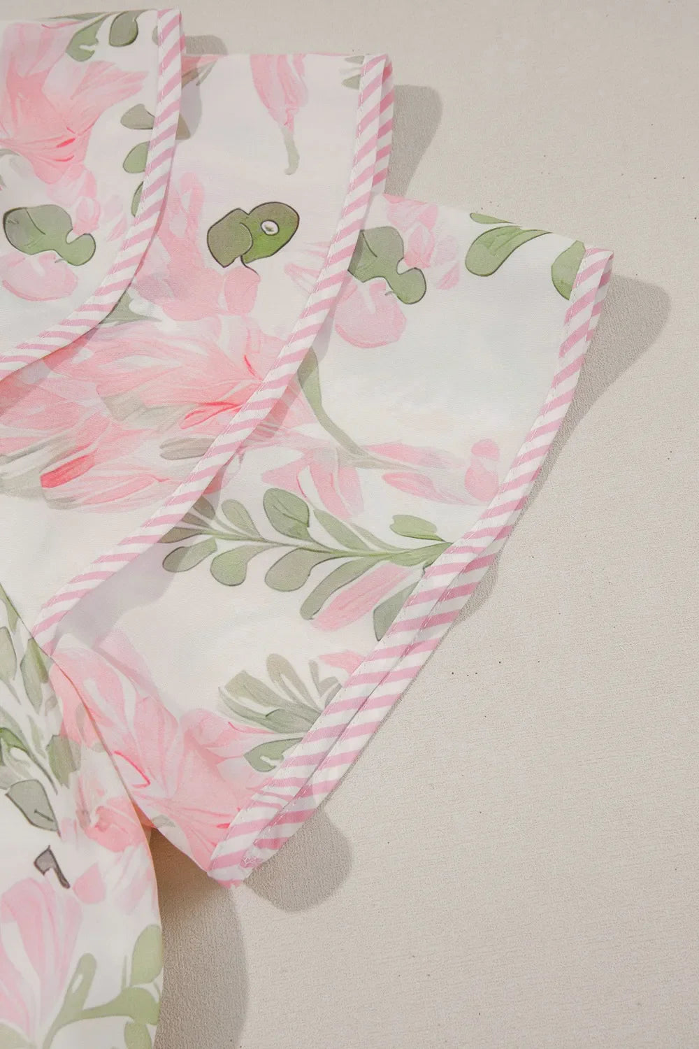 Floral Contrast Edge Layered Short Sleeve Mini Dress - Concordia Style Boutique