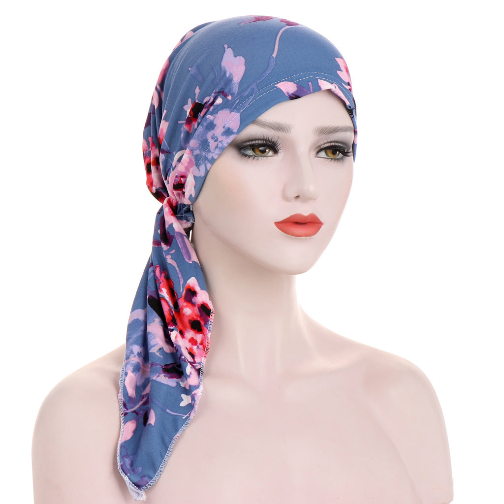 Curved Tail Turban Hat Flower Cloth Pullover - Premium head wrap from Concordia Style Boutique - Just $13.98! Shop now at Concordia Style Boutique