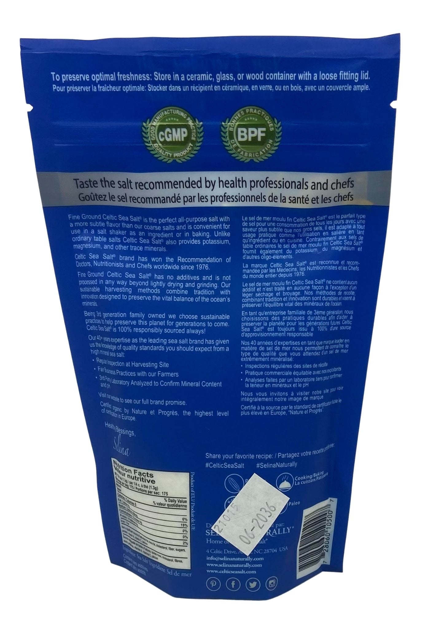 Celtic Sea Salt, Fine, Selina - Concordia Style Boutique