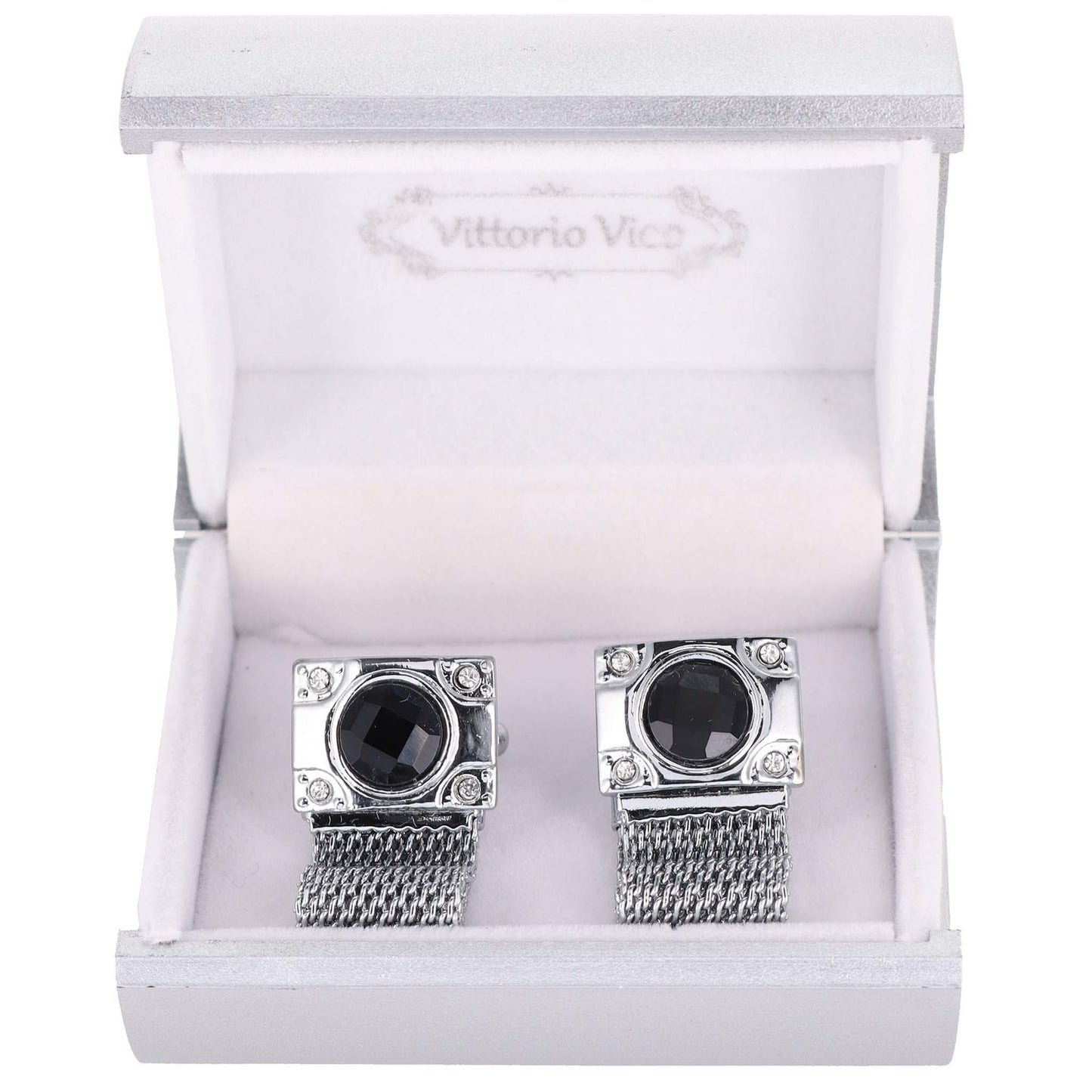 Vittorio Vico Colorful Crystal Chain Cufflinks in Gift Box