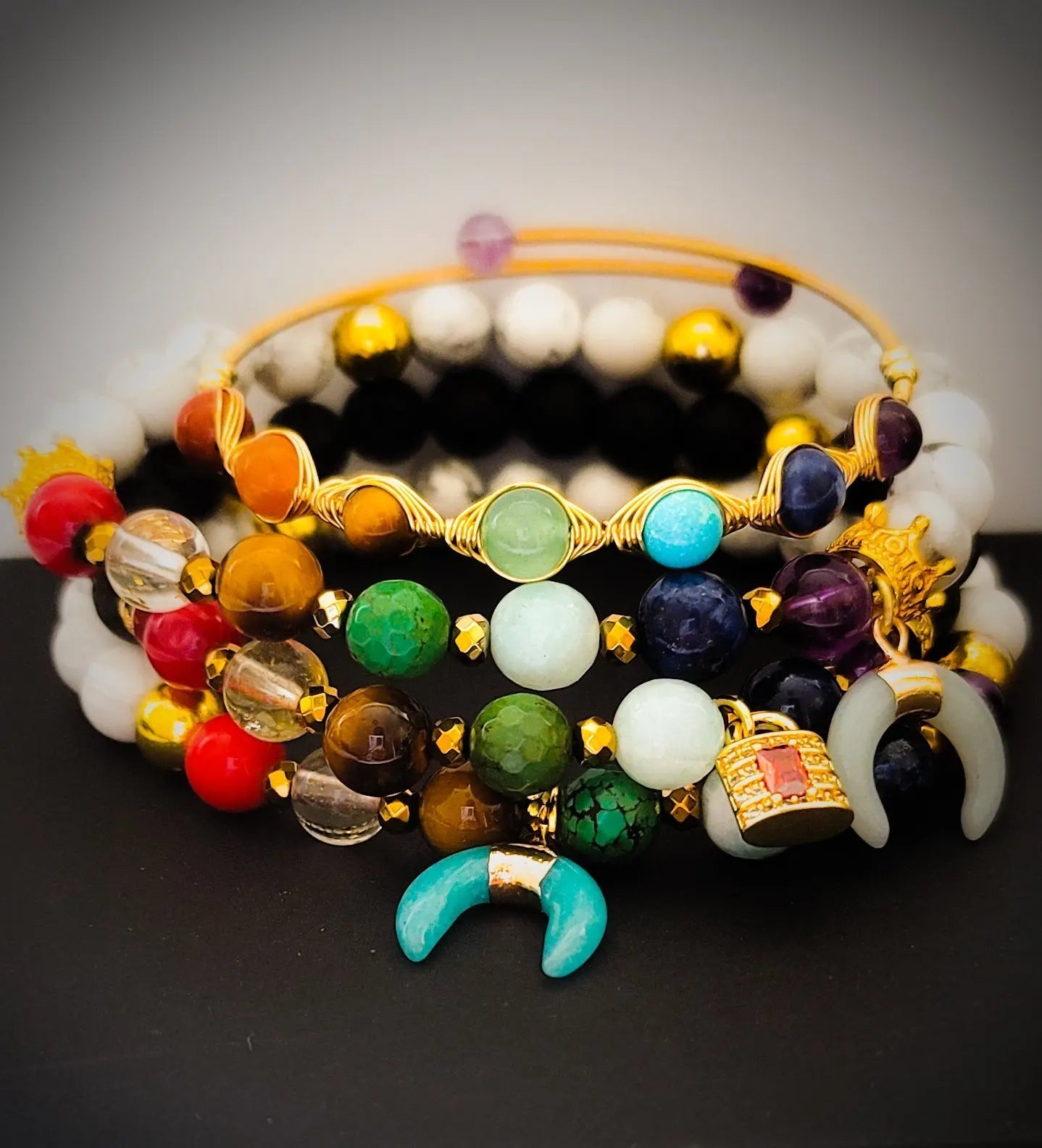 Chakra Stone Stacked Bracelet set