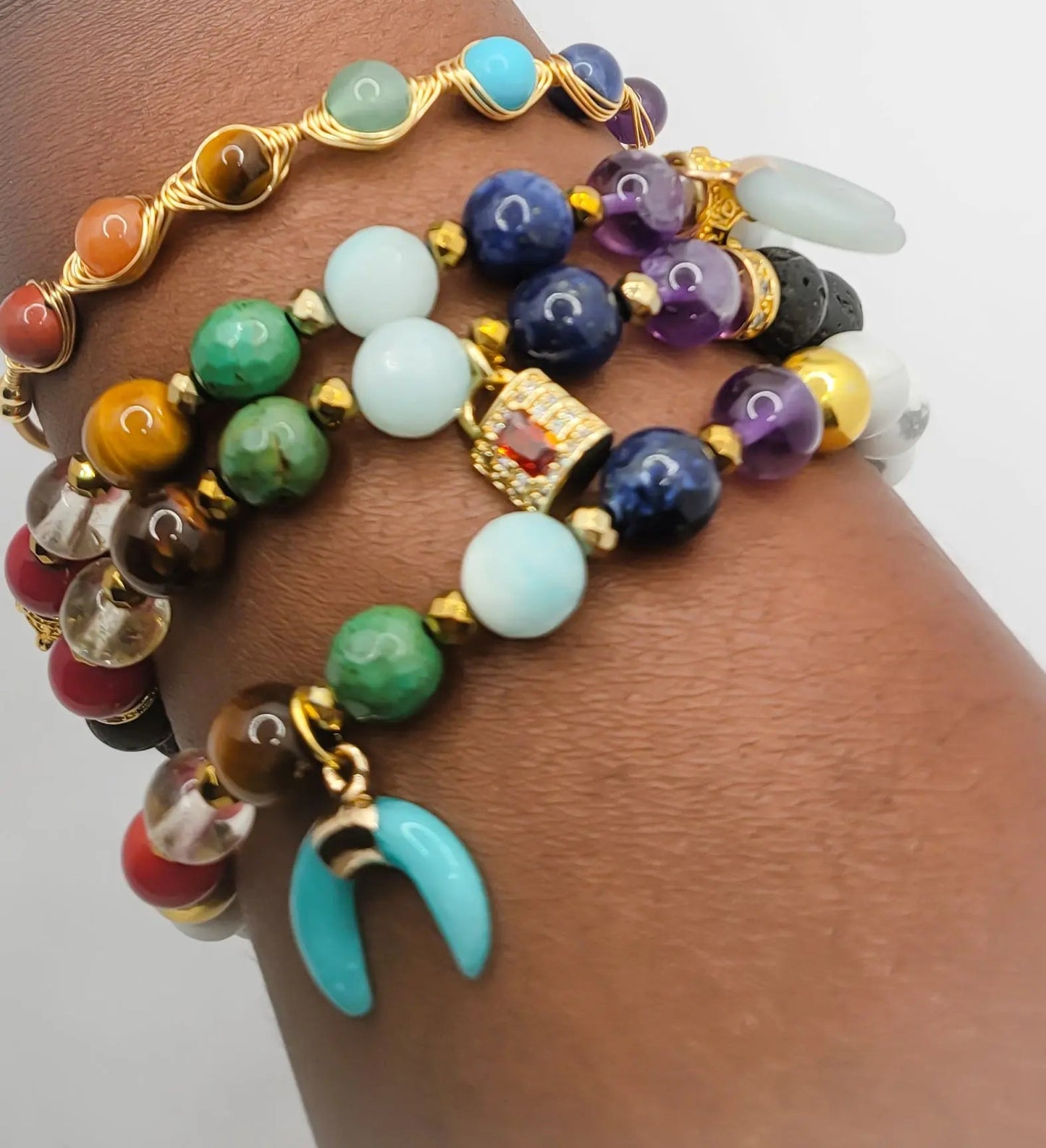 Chakra Stone Stacked Bracelet set