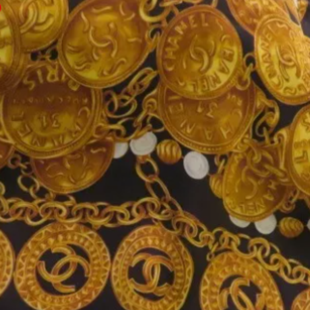 CC Logo Gold Coins Noir Vintage Scarf Crossbody Bag