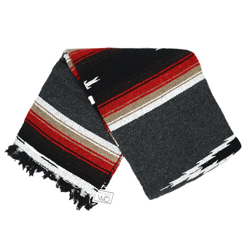 Charcoal Retro Diamond Mexican Blanket - Concordia Style Boutique