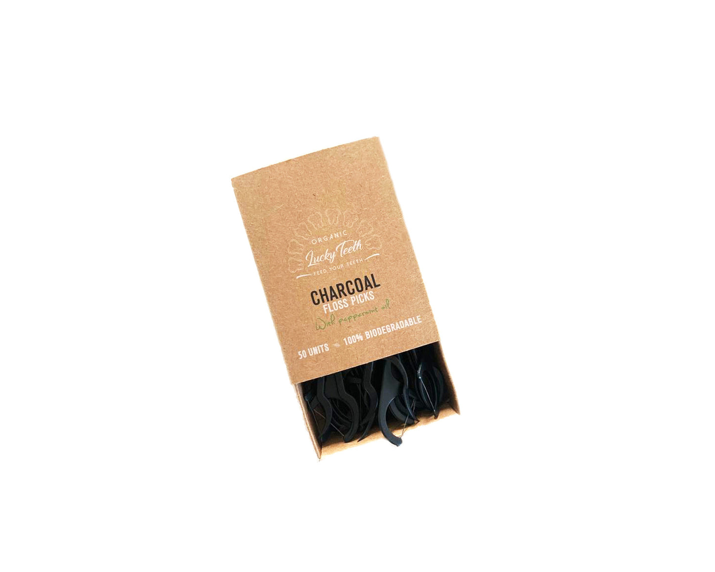 Organic Charcoal Floss Picks - IMPROVED - Biodegradable Floss Picks 50 Units