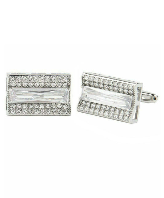 Vittorio Vico Silver Iced Wedding Cufflinks in Gift Box: CL105x Series