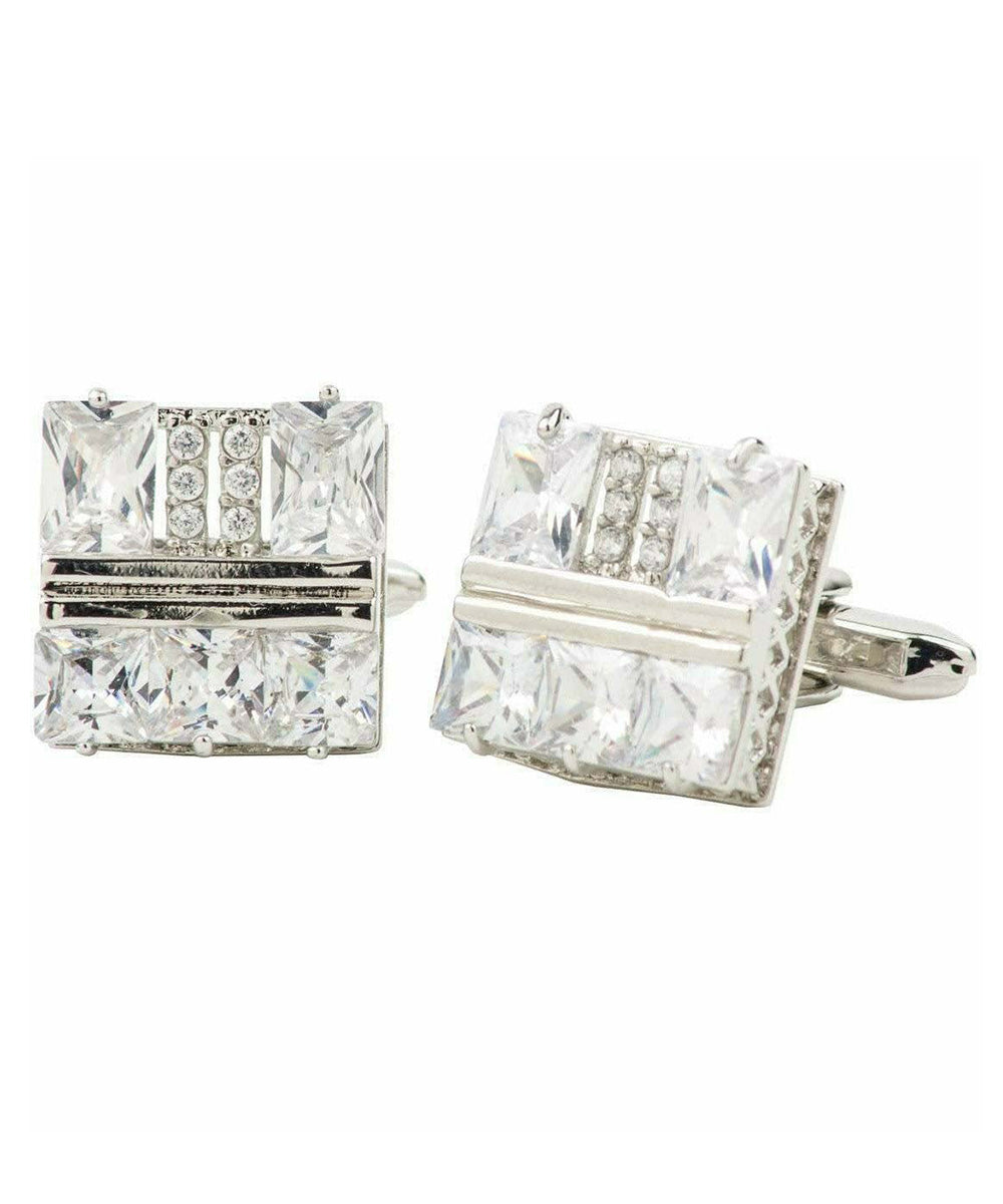 Vittorio Vico Silver Iced Wedding Cufflinks in Gift Box: CL105x Series