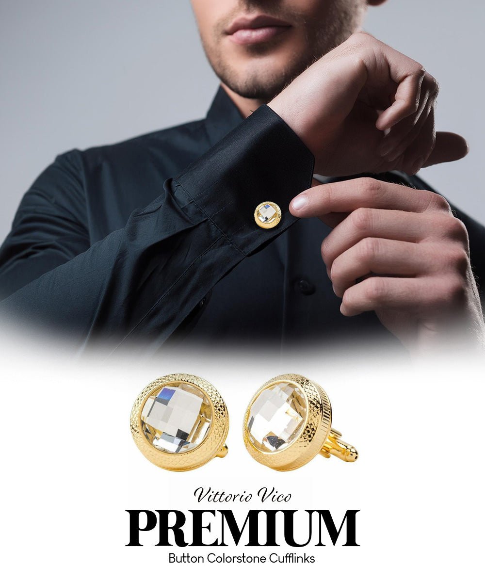 Vittorio Vico Button Colorstone Cufflinks: CL18XX Series - Concordia Style Boutique