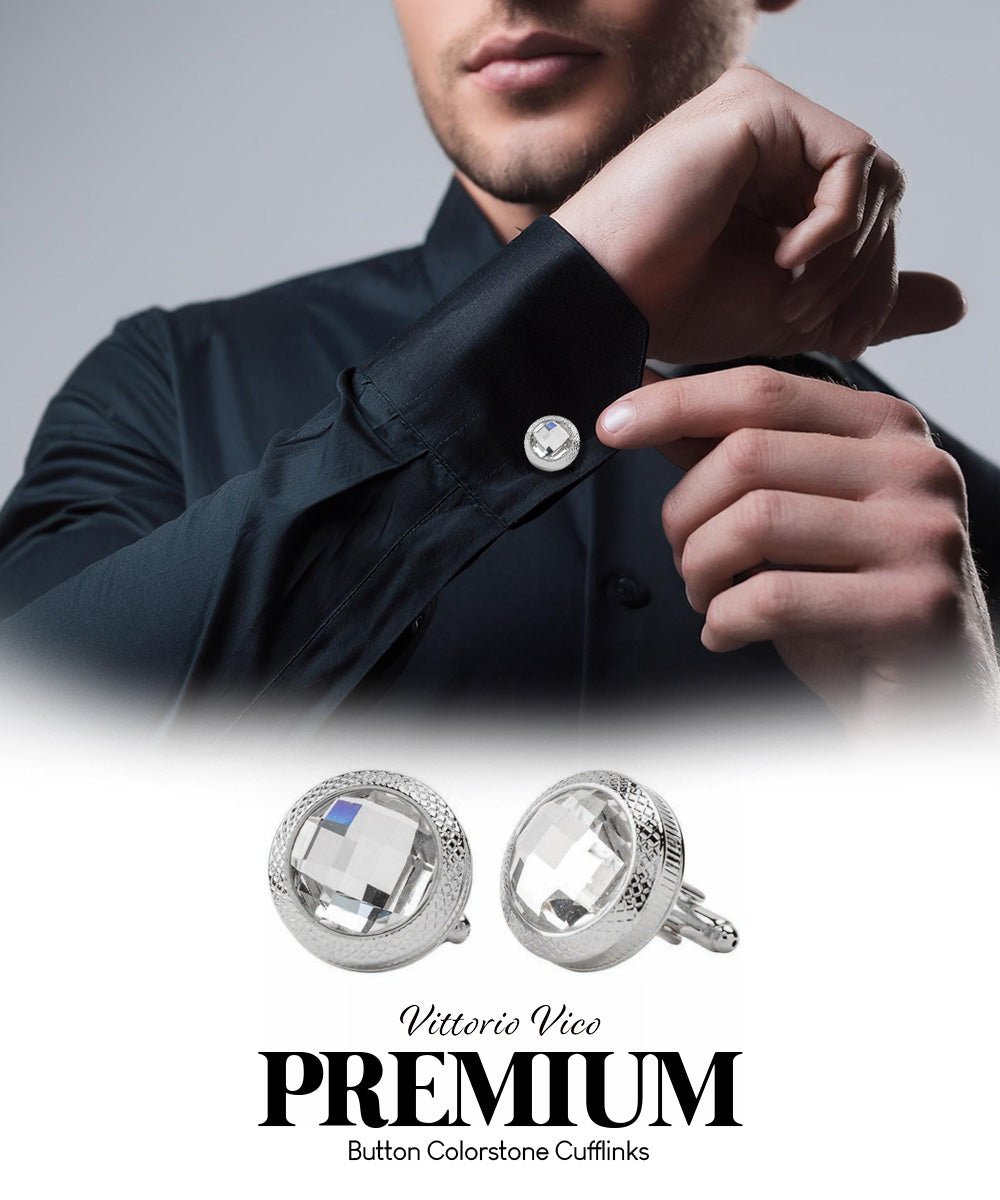 Vittorio Vico Button Colorstone Cufflinks: CL18XX Series - Concordia Style Boutique