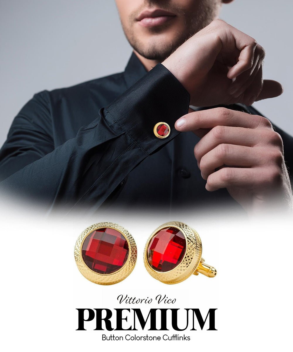 Vittorio Vico Button Colorstone Cufflinks: CL18XX Series - Concordia Style Boutique