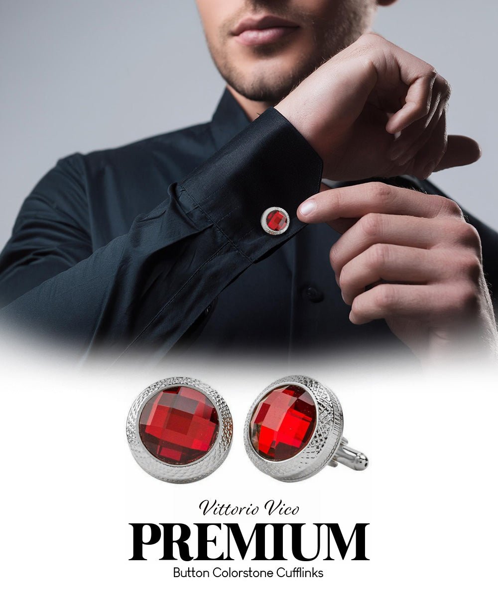 Vittorio Vico Button Colorstone Cufflinks: CL18XX Series - Concordia Style Boutique