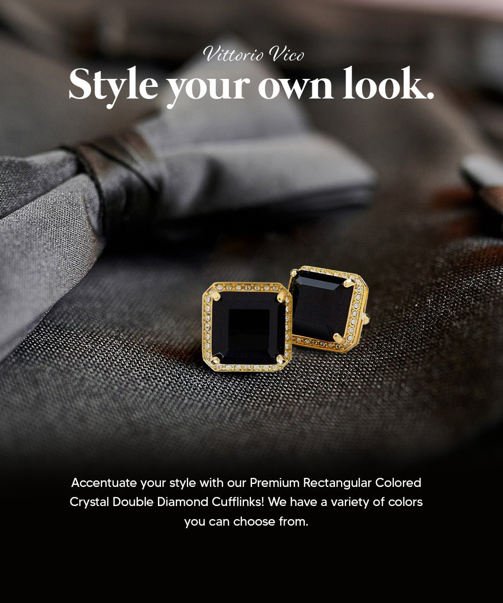 Vittorio Vico Large Big Square Crystal Colorstone Cufflinks: CL 70XX Series - Concordia Style Boutique