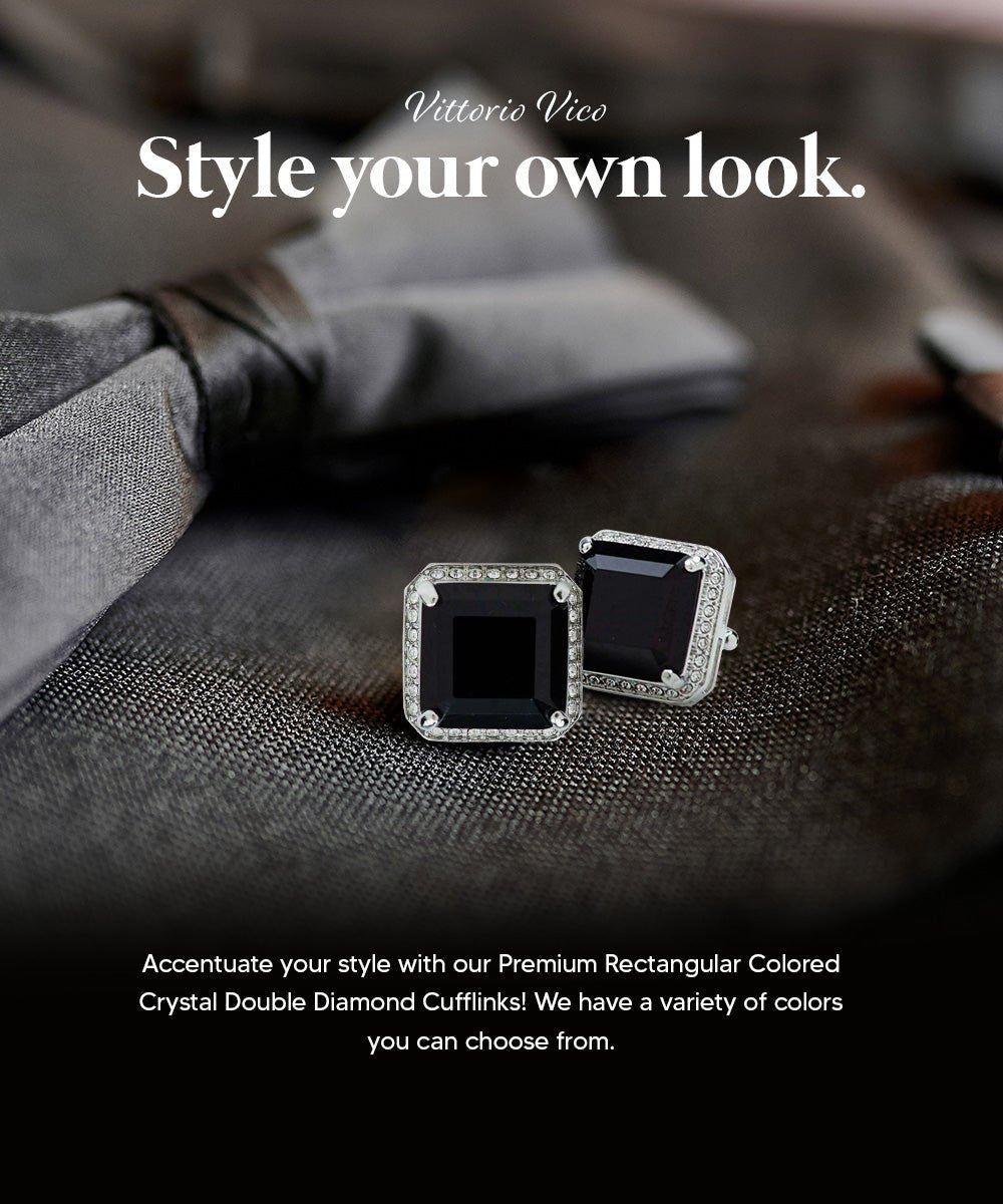 Vittorio Vico Large Big Square Crystal Colorstone Cufflinks: CL 70XX Series - Concordia Style Boutique