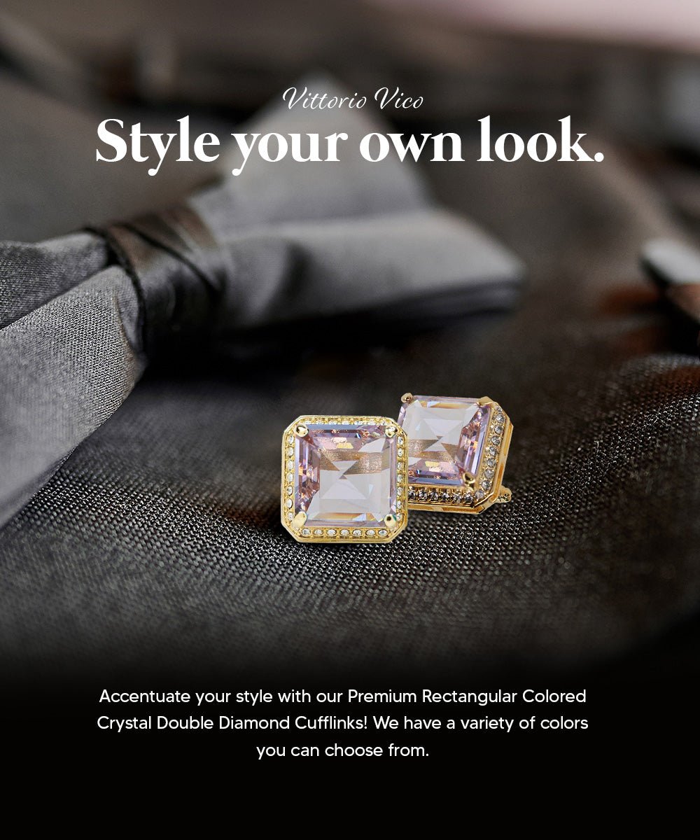 Vittorio Vico Large Big Square Crystal Colorstone Cufflinks: CL 70XX Series - Concordia Style Boutique