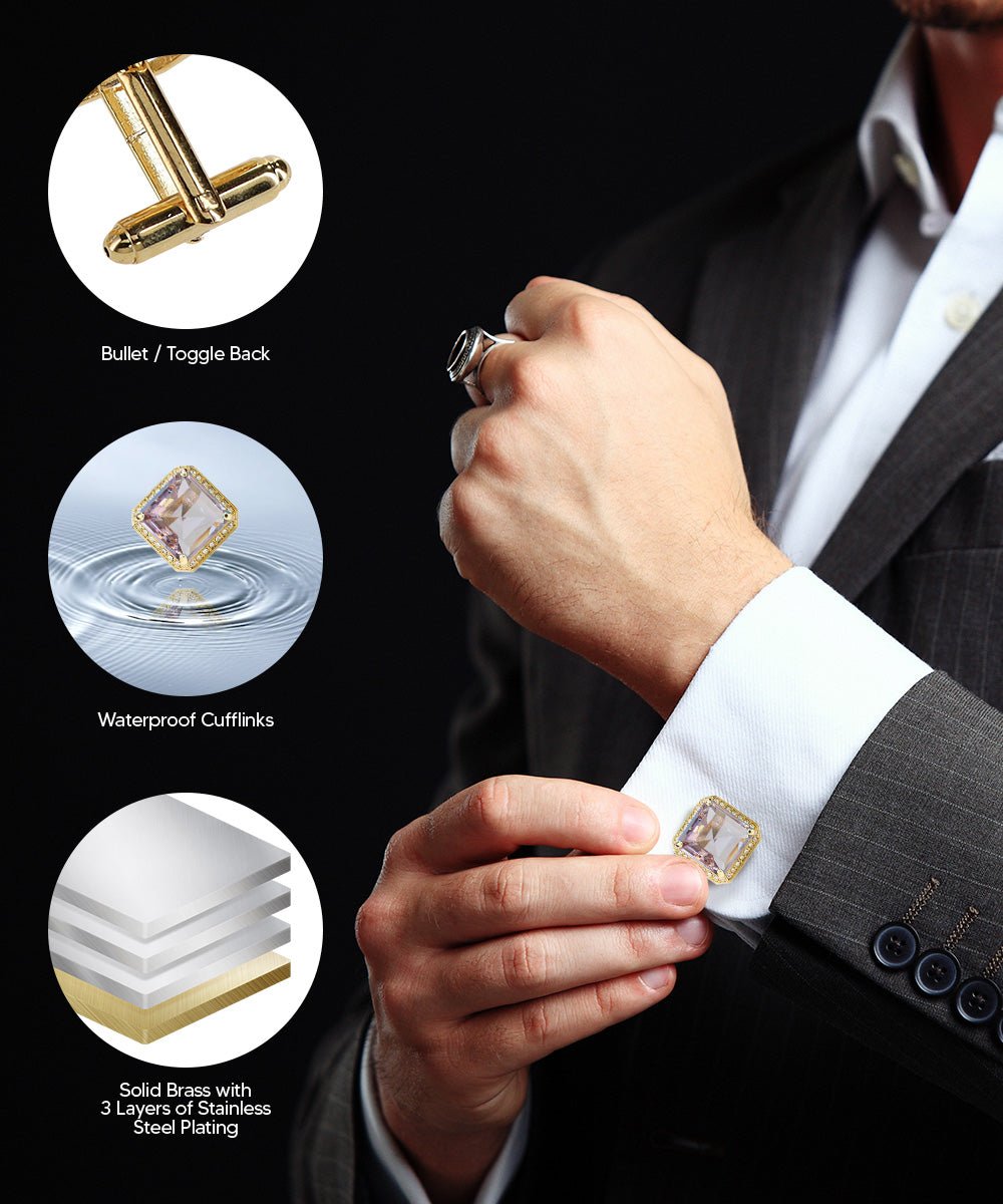 Vittorio Vico Large Big Square Crystal Colorstone Cufflinks: CL 70XX Series - Concordia Style Boutique