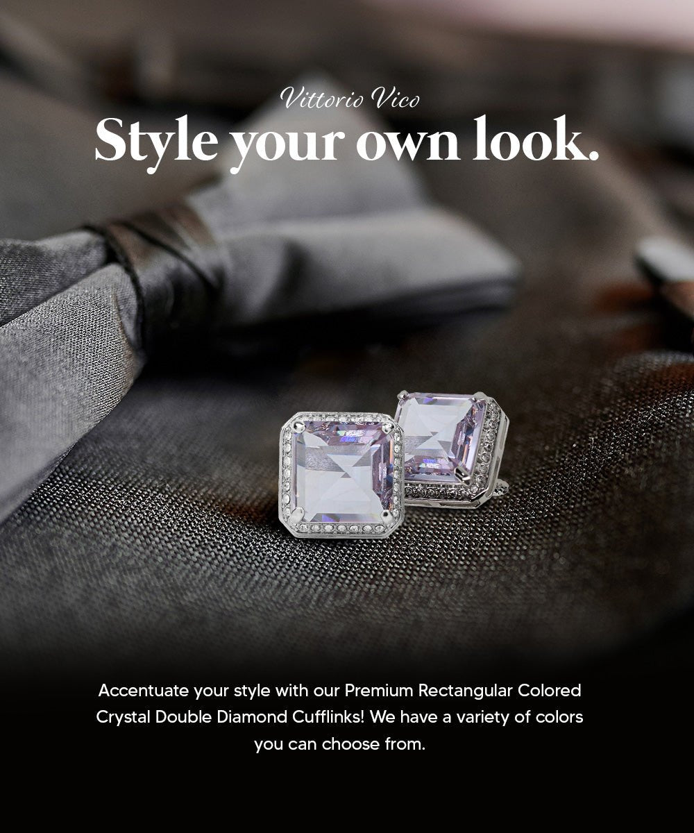 Vittorio Vico Large Big Square Crystal Colorstone Cufflinks: CL 70XX Series - Concordia Style Boutique