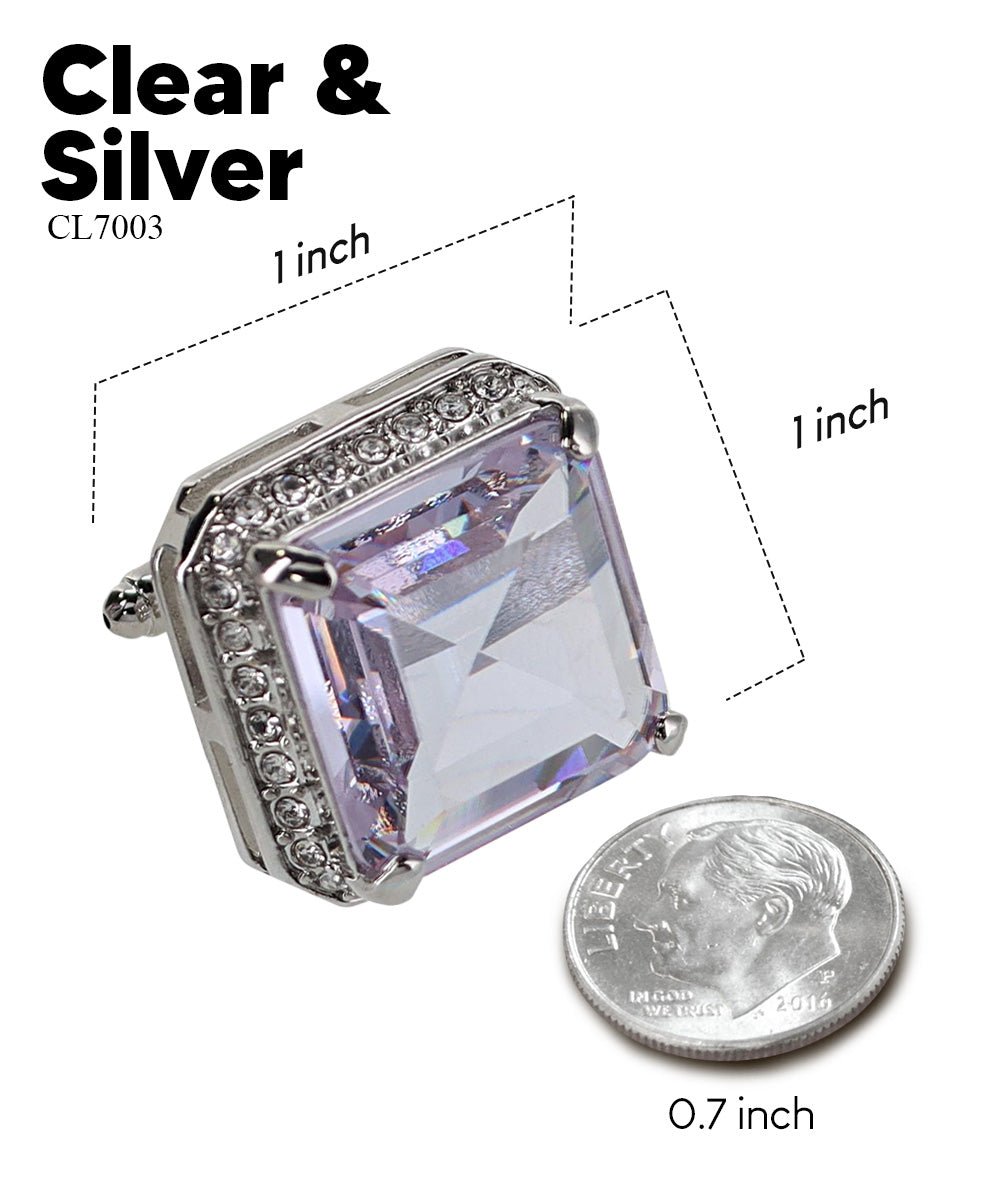 Vittorio Vico Large Big Square Crystal Colorstone Cufflinks: CL 70XX Series - Concordia Style Boutique