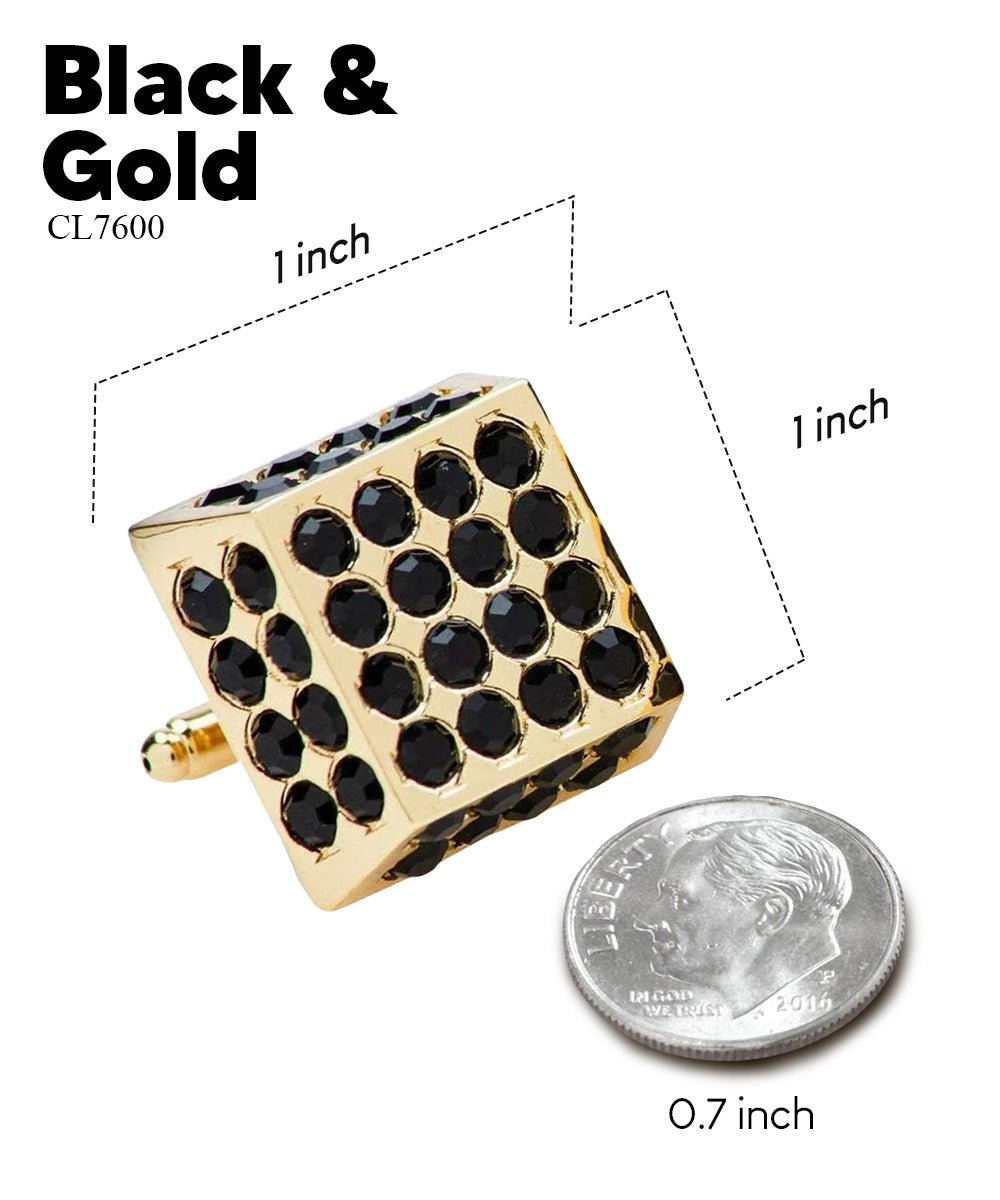 Vittorio Vico Men's Large Square Studded Colored Crystal Cufflinks: CL76XX Series - Concordia Style Boutique