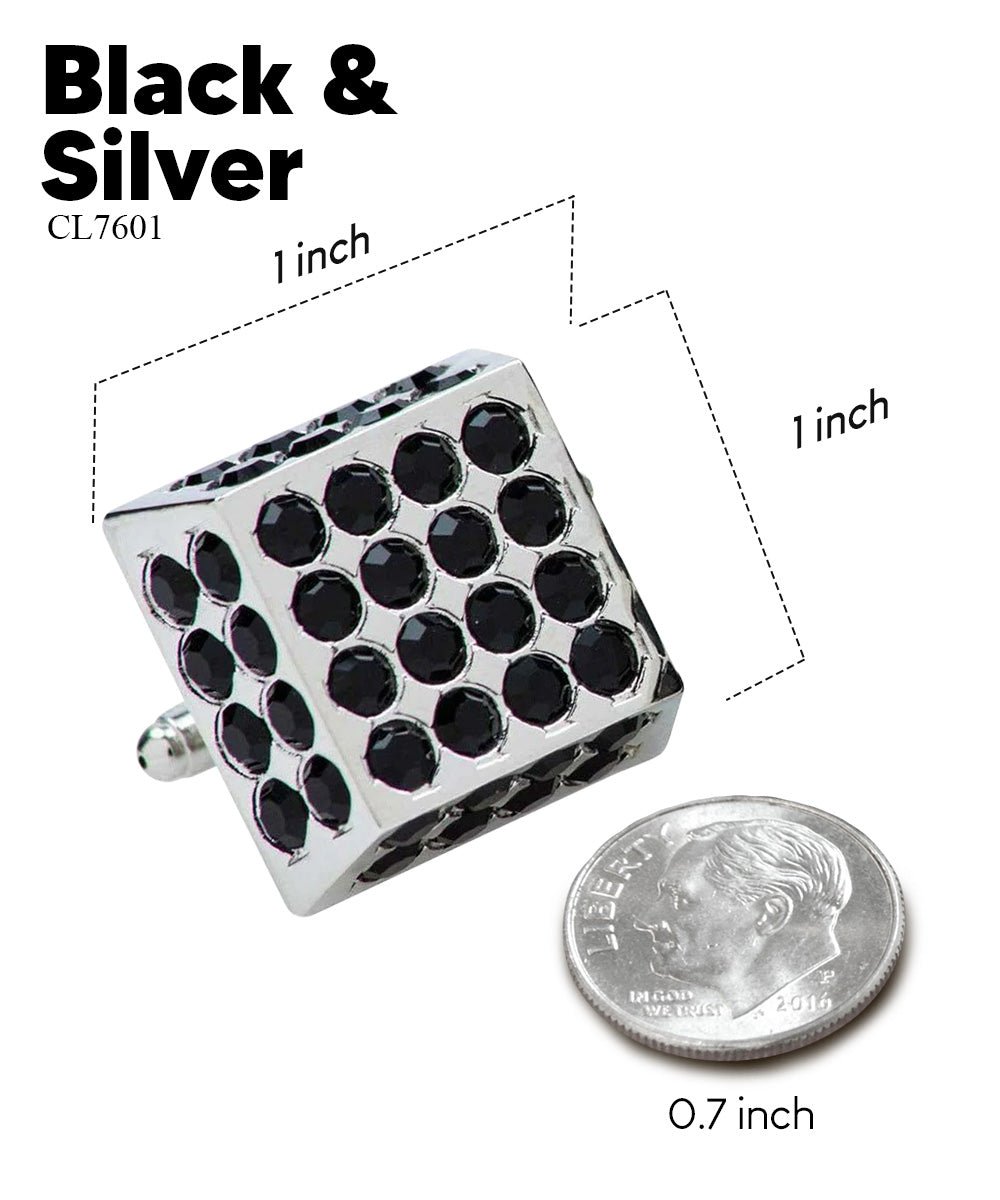 Vittorio Vico Men's Large Square Studded Colored Crystal Cufflinks: CL76XX Series - Concordia Style Boutique