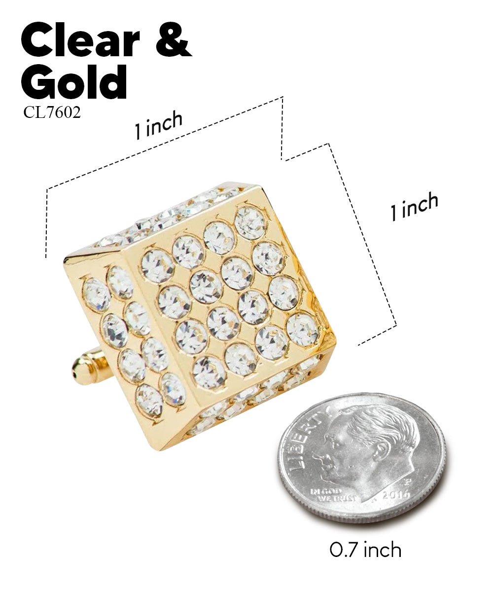 Vittorio Vico Men's Large Square Studded Colored Crystal Cufflinks: CL76XX Series - Concordia Style Boutique