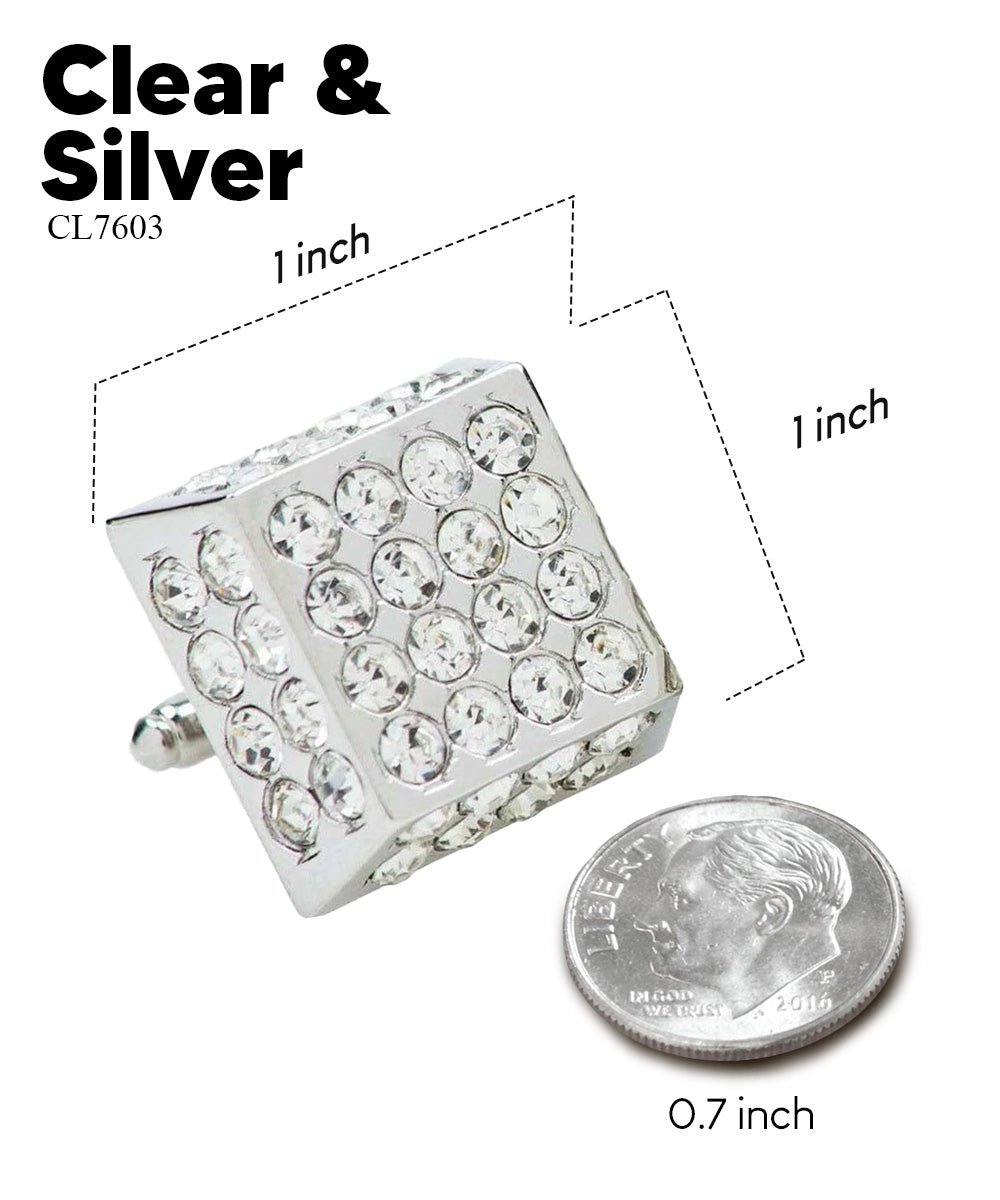 Vittorio Vico Men's Large Square Studded Colored Crystal Cufflinks: CL76XX Series - Concordia Style Boutique