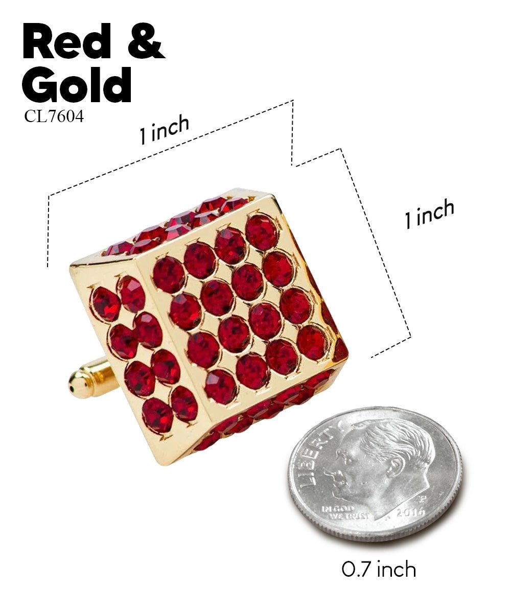 Vittorio Vico Men's Large Square Studded Colored Crystal Cufflinks: CL76XX Series - Concordia Style Boutique