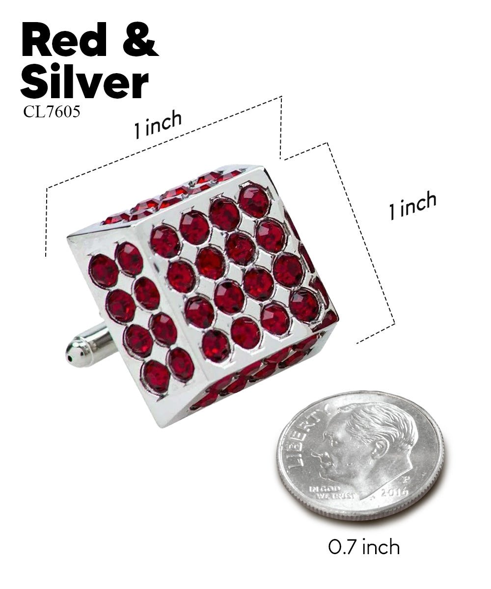 Vittorio Vico Men's Large Square Studded Colored Crystal Cufflinks: CL76XX Series - Concordia Style Boutique