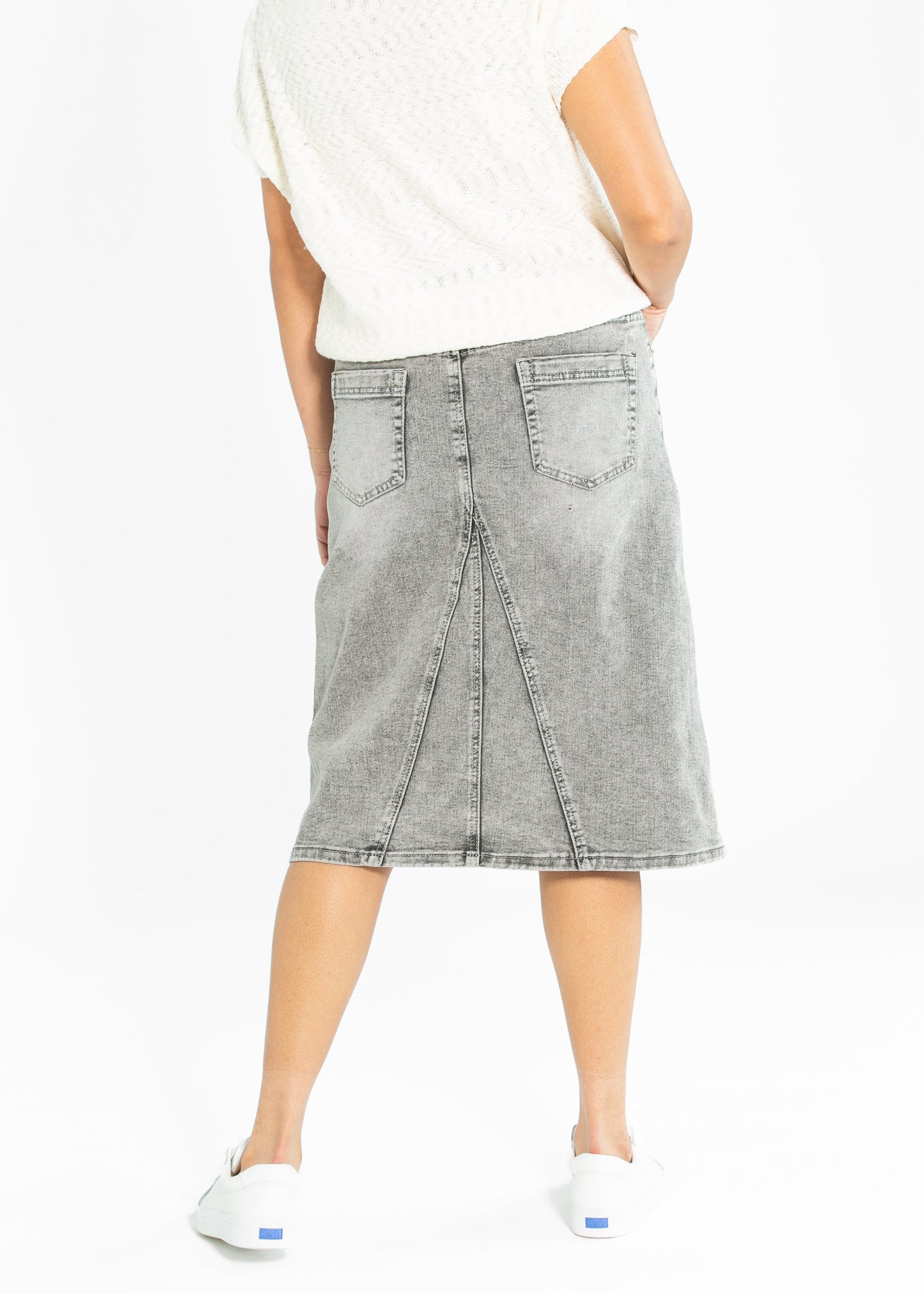 Claire A-line Denim Midi Skirt - Concordia Style Boutique