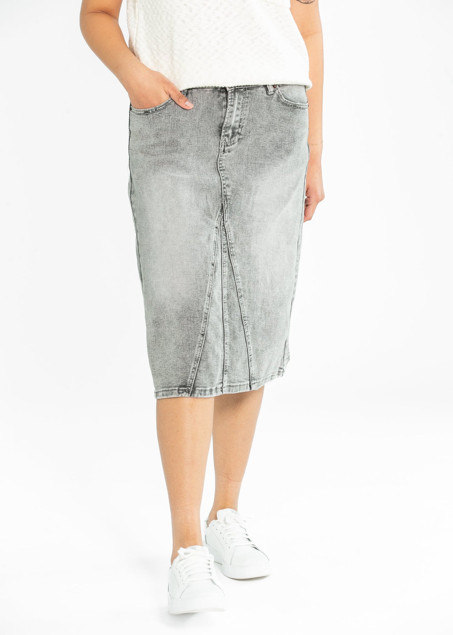 Claire A-line Denim Midi Skirt - Concordia Style Boutique