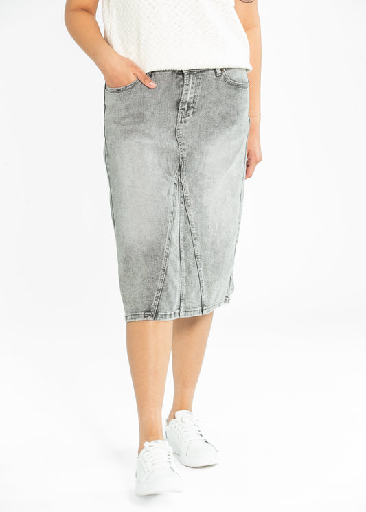 Claire A-line Denim Midi Skirt - Concordia Style Boutique