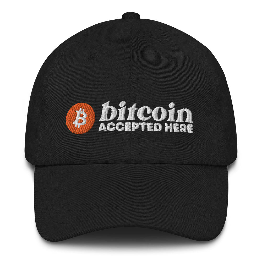 Bitcoin Accepted Here (White Embroidery) Dad Hat - Concordia Style Boutique