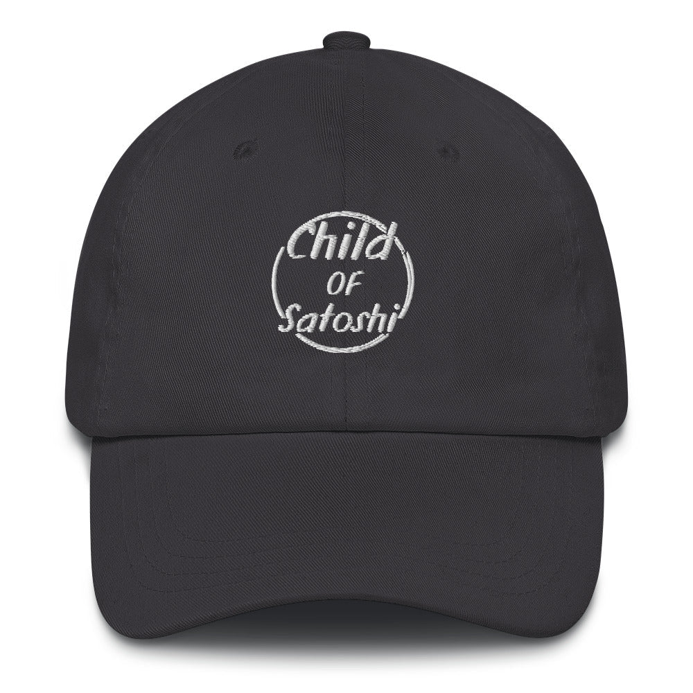 Child of Satoshi (White Embroidery) Bitcoin Dad Hat - Concordia Style Boutique