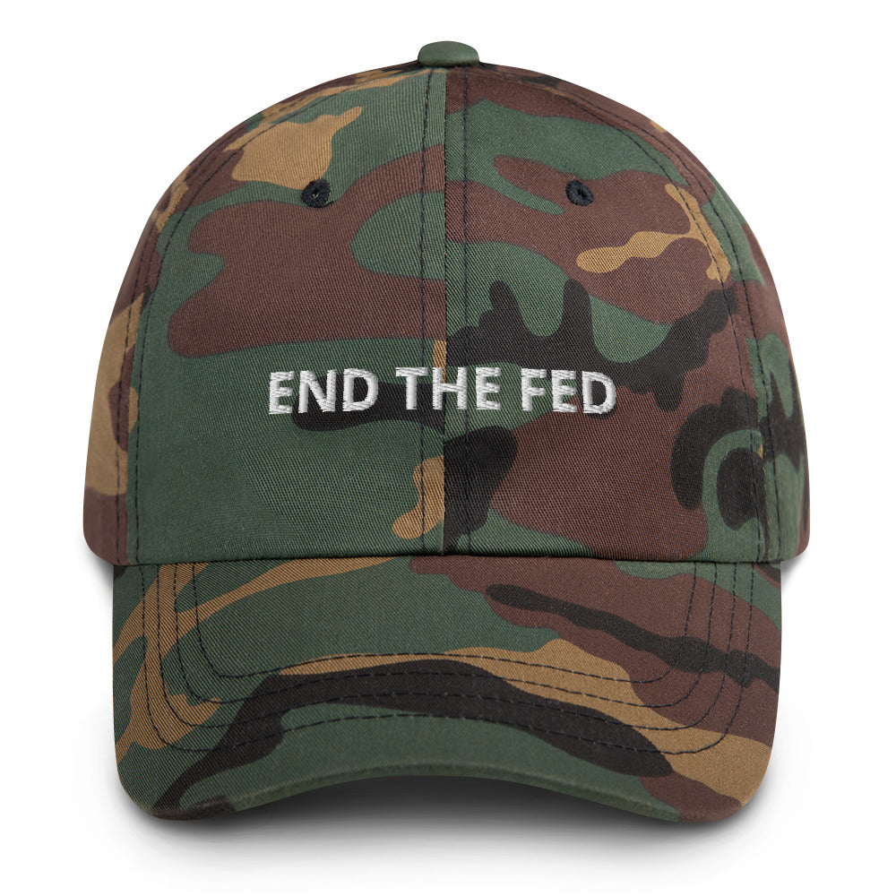 End The Fed (White Embroidery) Bitcoin Dad Hat - Concordia Style Boutique