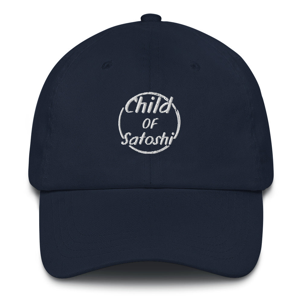 Child of Satoshi (White Embroidery) Bitcoin Dad Hat - Concordia Style Boutique