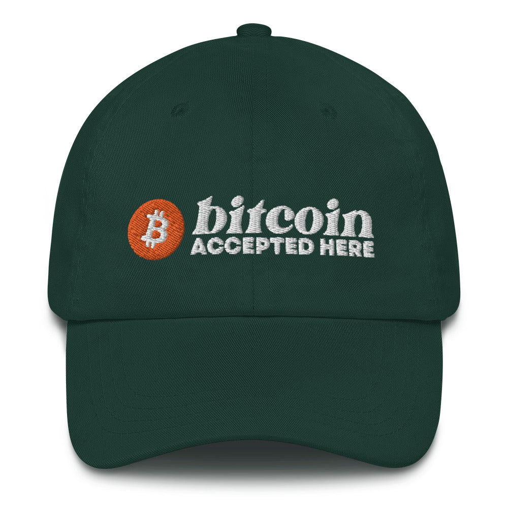 Bitcoin Accepted Here (White Embroidery) Dad Hat - Concordia Style Boutique
