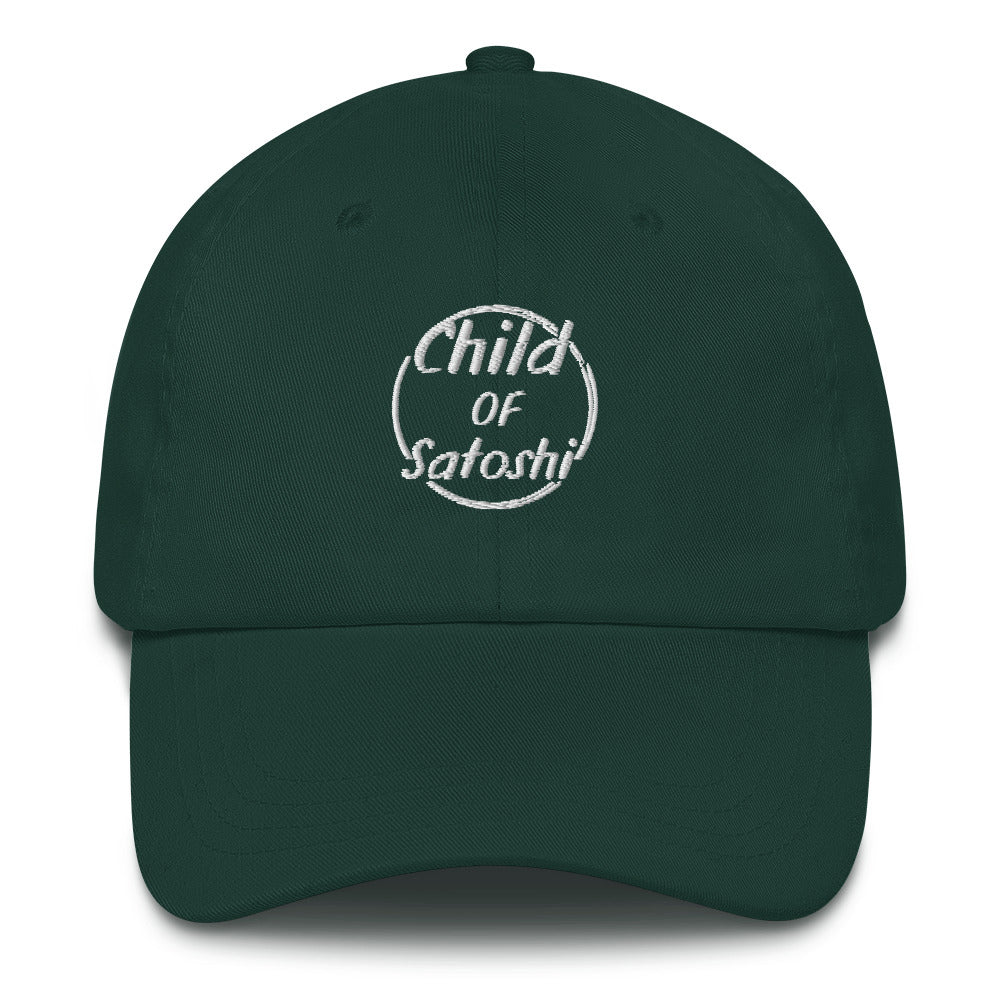 Child of Satoshi (White Embroidery) Bitcoin Dad Hat - Concordia Style Boutique