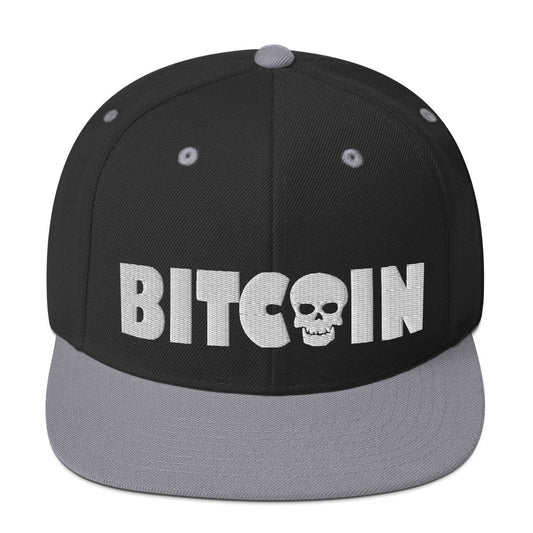 Bitcoin Skull (White Embroidery) Snapback Hat - Concordia Style Boutique